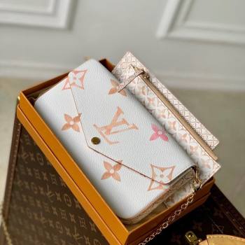 Louis Vuitton Felicie Pochette Mini bag in Monogram Canvas White/Orange/Pink M82520 2024 (KI-240521012)