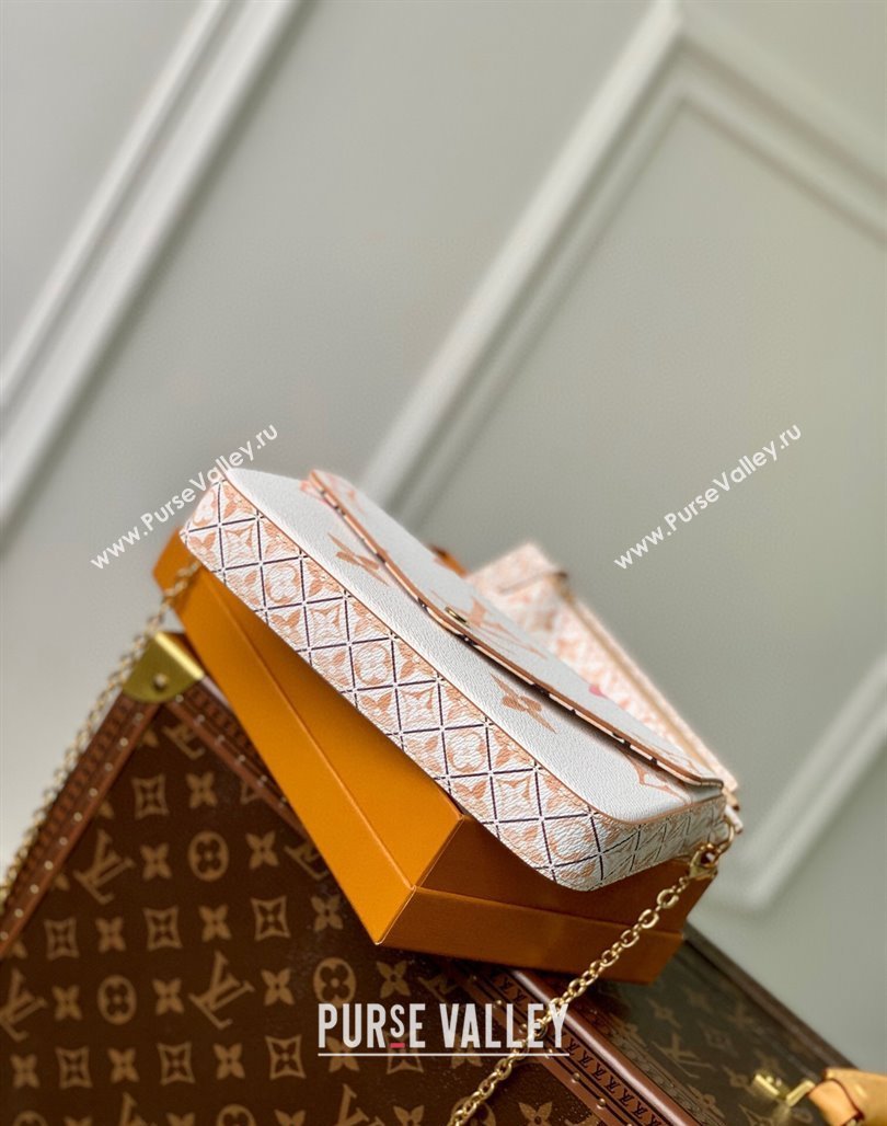 Louis Vuitton Felicie Pochette Mini bag in Monogram Canvas White/Orange/Pink M82520 2024 (KI-240521012)