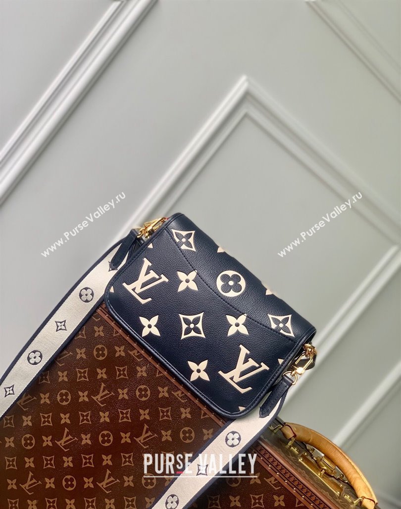 Louis Vuitton Diane Shoulder Bag in Monogram Empreinte Leather M47161 Navy Blue/Cream White 2024 (KI-240520041)