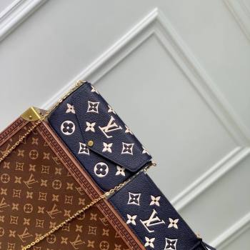 Louis Vuitton Felicie Pochette Mini bag in Navy Blue Monogram Empreinte Lether M83589 Blue/Cream White 2024 (KI-240520045)