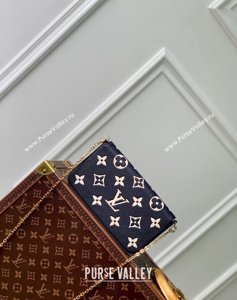 Louis Vuitton Felicie Pochette Mini bag in Navy Blue Monogram Empreinte Lether M83589 Blue/Cream White 2024 (KI-240520045)