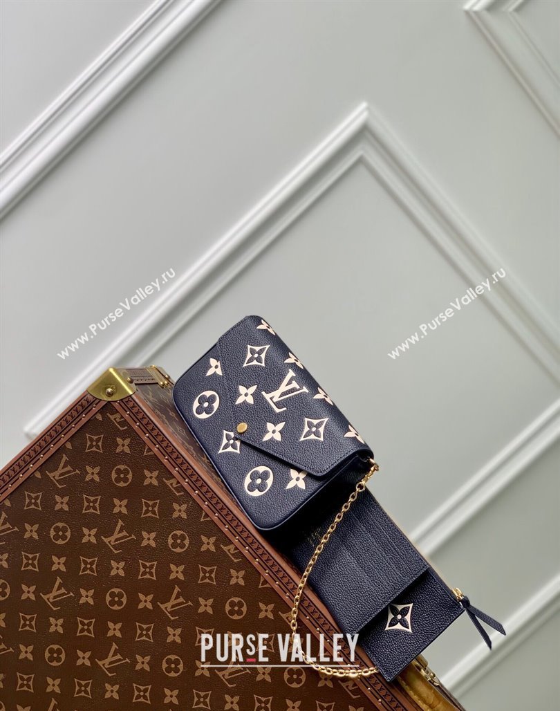 Louis Vuitton Felicie Pochette Mini bag in Navy Blue Monogram Empreinte Lether M83589 Blue/Cream White 2024 (KI-240520045)