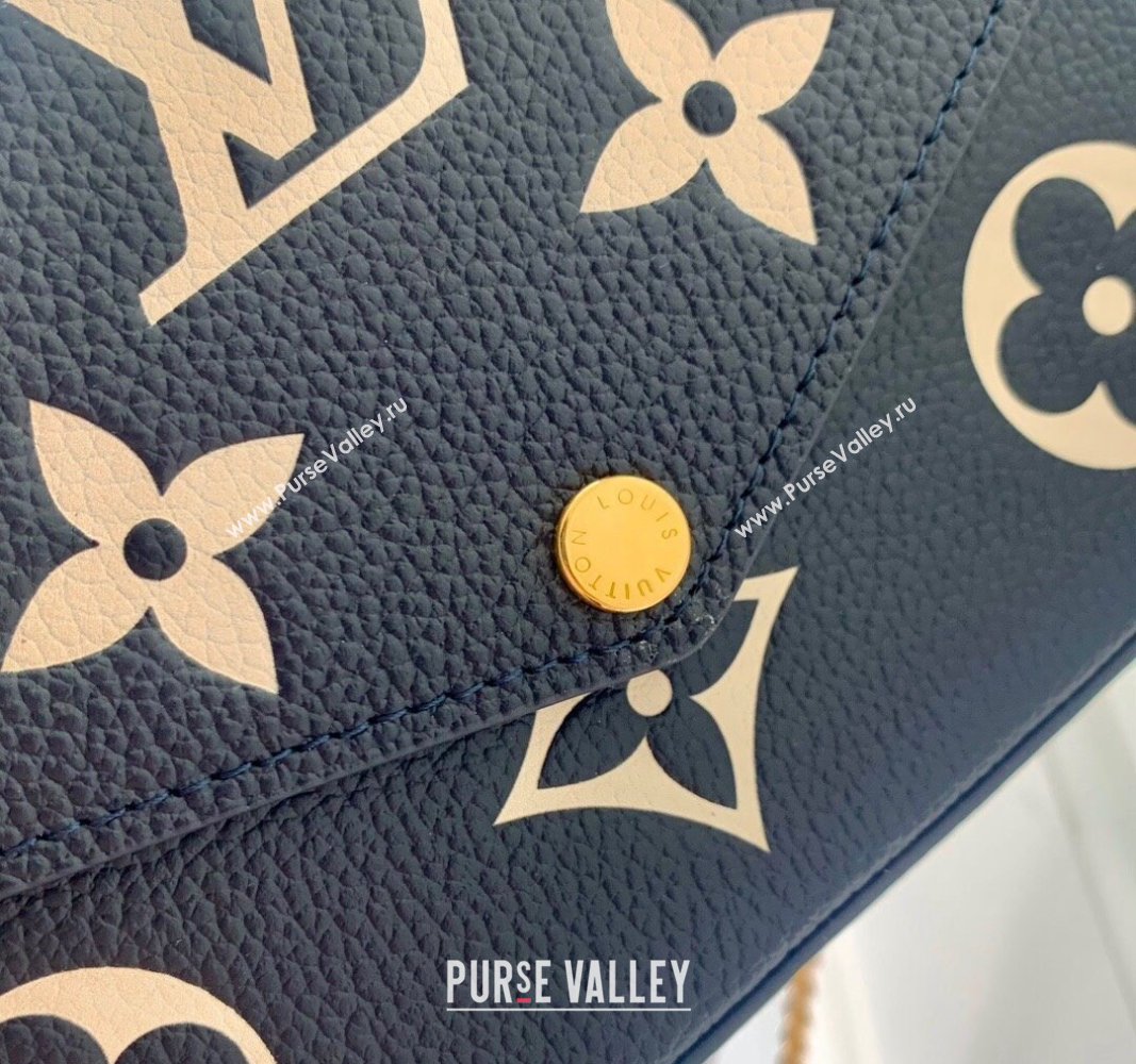 Louis Vuitton Felicie Pochette Mini bag in Navy Blue Monogram Empreinte Lether M83589 Blue/Cream White 2024 (KI-240520045)