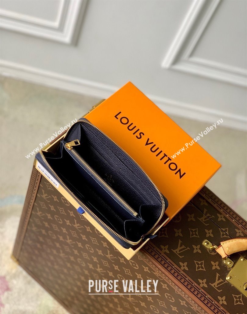 Louis Vuitton Clemence Wallet in Monogram Empreinte Lether M83594 Navy Blue/Cream White 2024 (KI-240520046)