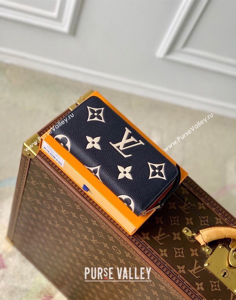 Louis Vuitton Zippy Wallet Wallet bag in Monogram Empreinte Lether M61864 Navy Blue /Cream White 2024 (KI-240520047)