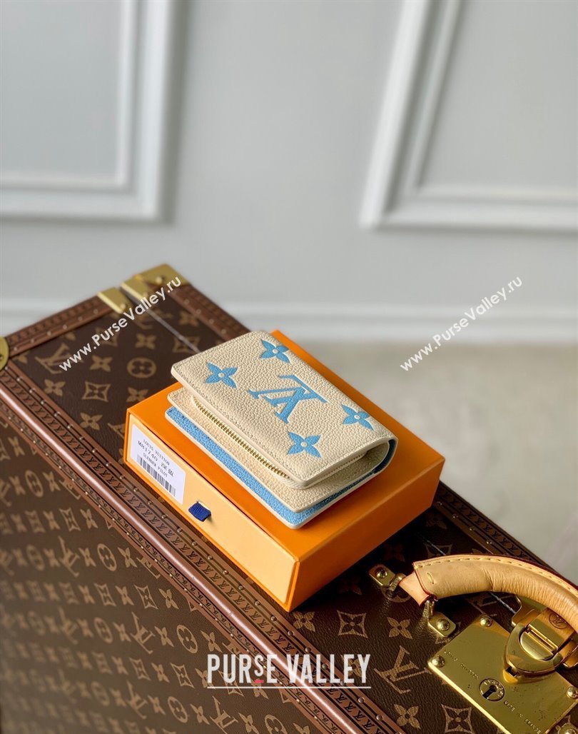 Louis Vuitton Clea Coin Purse Wallet in Bicolor Monogram Empreinte Leather M80151 Blue 2024 (KI-240520074)