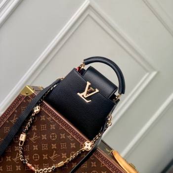 Louis Vuitton Capucines Mini Bag in Black Taurillon Leather with Lovelock Chain M23951 2024 (KI-240520094)