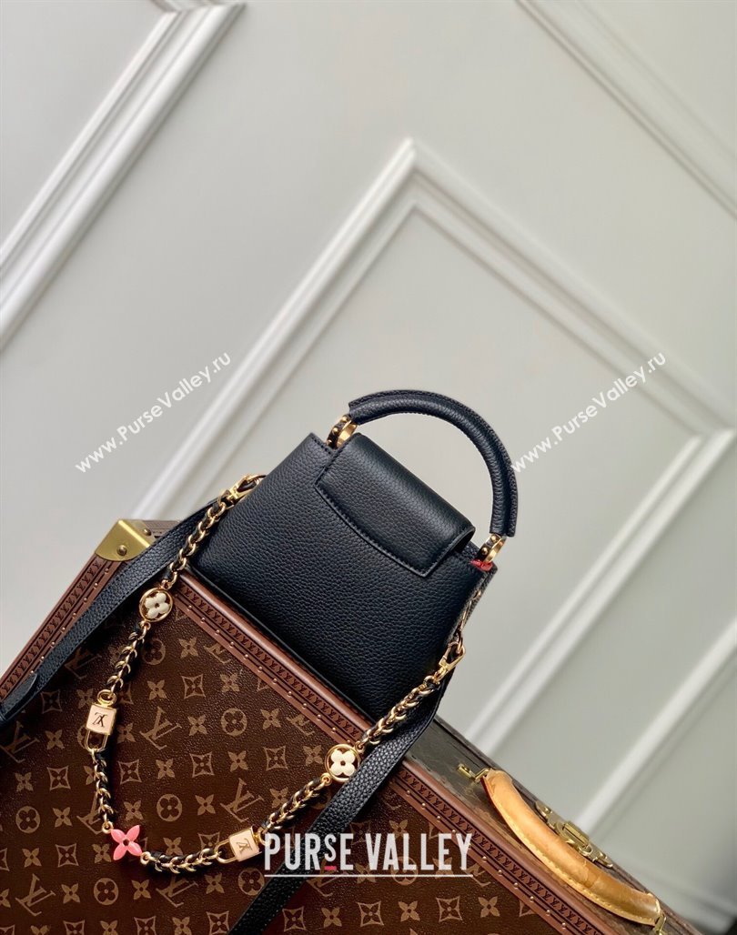 Louis Vuitton Capucines Mini Bag in Black Taurillon Leather with Lovelock Chain M23951 2024 (KI-240520094)