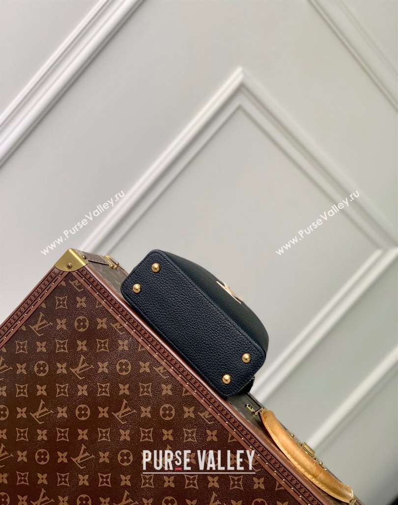 Louis Vuitton Capucines Mini Bag in Black Taurillon Leather with Lovelock Chain M23951 2024 (KI-240520094)