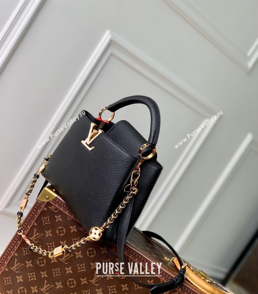 Louis Vuitton Capucines BB Bag in Black Taurillon Leather with Lovelock Chain M23950 2024 (KI-240520096)