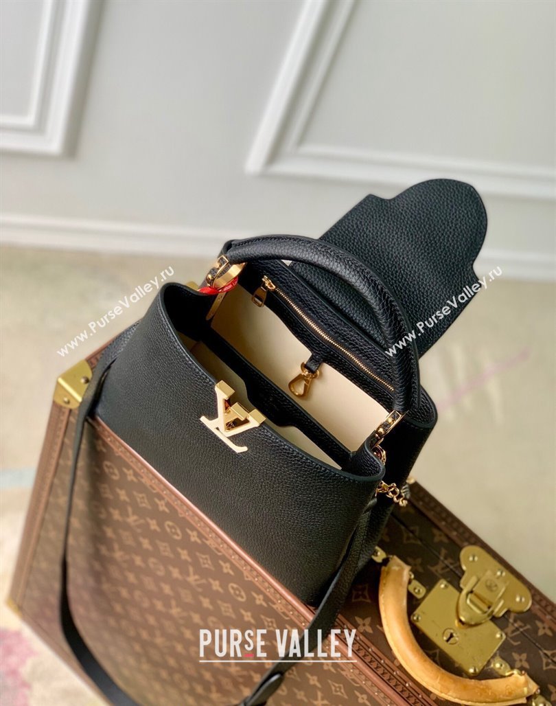 Louis Vuitton Capucines BB Bag in Black Taurillon Leather with Lovelock Chain M23950 2024 (KI-240520096)