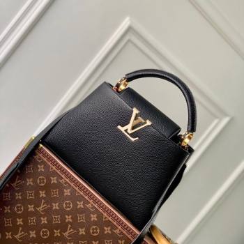 Louis Vuitton Capucines MM Bag in Black Taurillon Leather with Lovelock Chain M23950 2024 (KI-240520099)