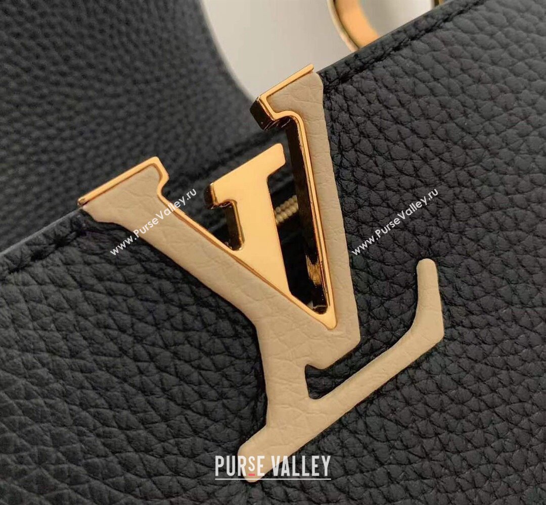 Louis Vuitton Capucines MM Bag in Black Taurillon Leather with Lovelock Chain M23950 2024 (KI-240520099)