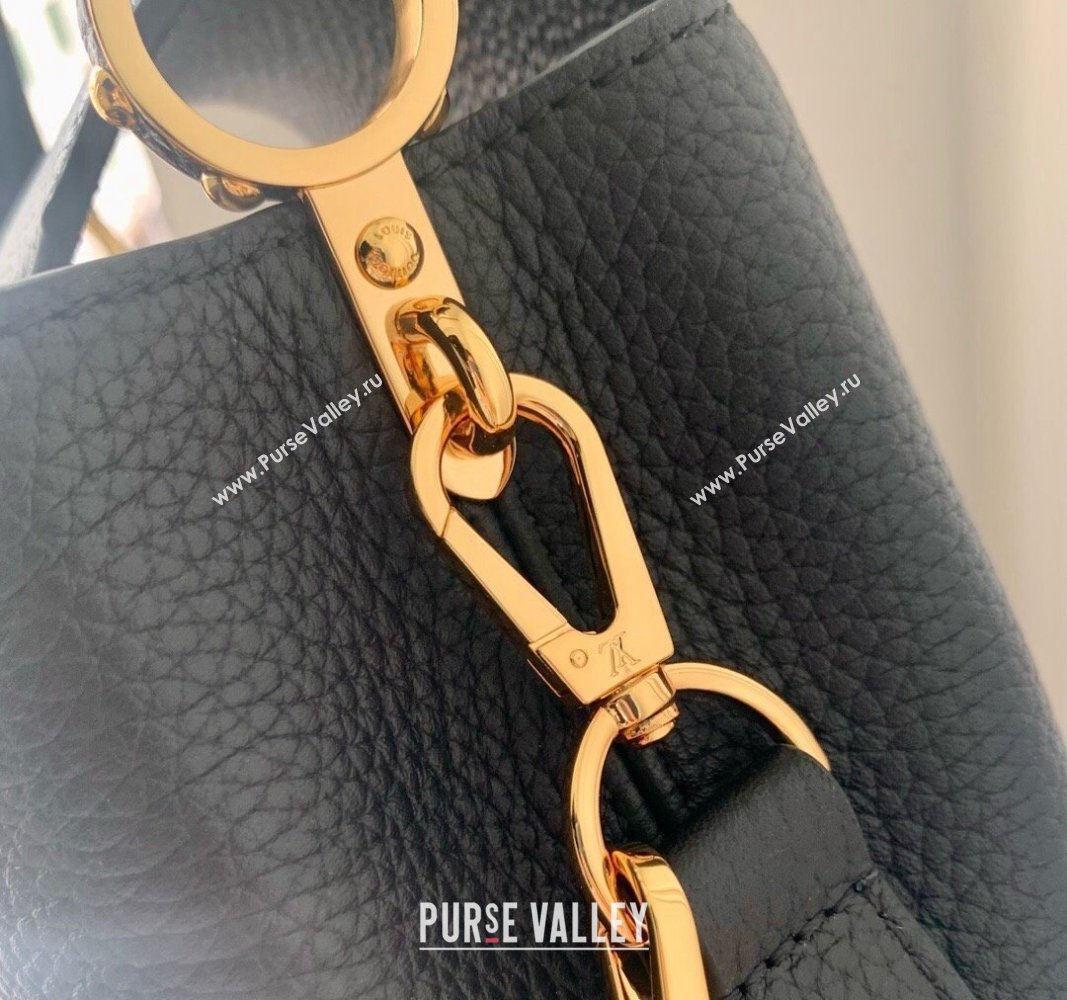 Louis Vuitton Capucines MM Bag in Black Taurillon Leather with Lovelock Chain M23950 2024 (KI-240520099)