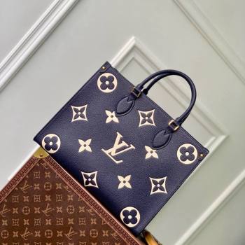 Louis Vuitton OnTheGo MM Tote Bag in Monogram Empreinte Leather Navy Blue/White M47084 2024 (KI-240520042)