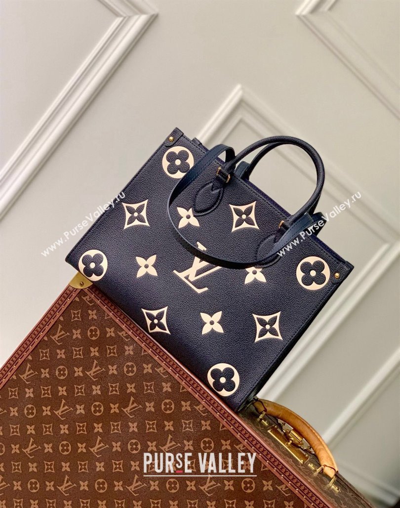 Louis Vuitton OnTheGo MM Tote Bag in Monogram Empreinte Leather Navy Blue/White M47084 2024 (KI-240520042)