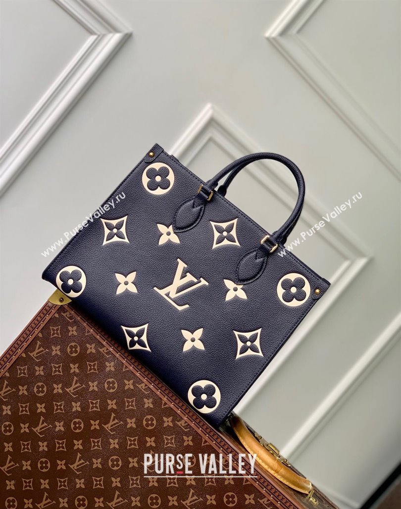 Louis Vuitton OnTheGo MM Tote Bag in Monogram Empreinte Leather Navy Blue/White M47084 2024 (KI-240520042)