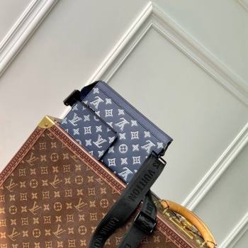 Louis Vuitton Gaston Wearable Wallet Mini bag in Monogram Shadow Calfskin M83384 Ink Blue/White 2024 (KI-240520019)