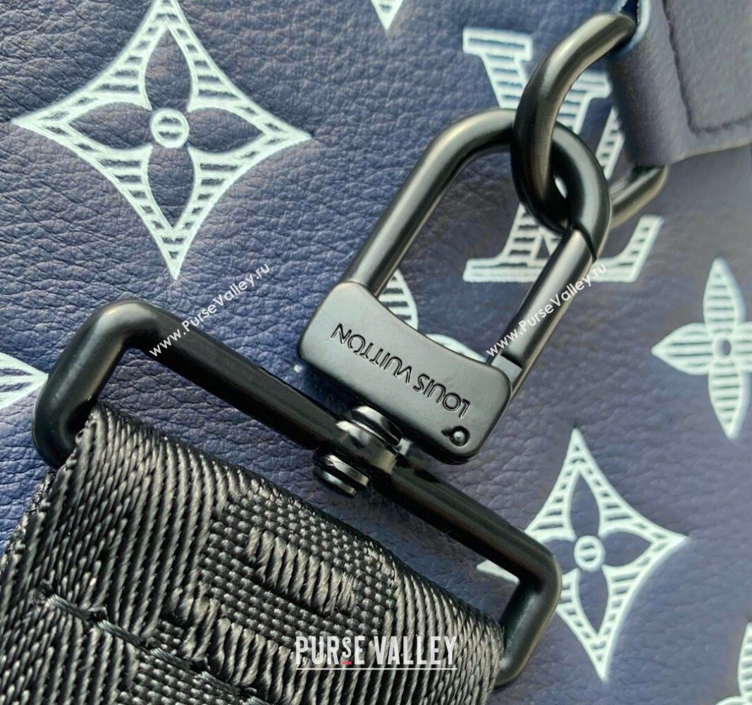 Louis Vuitton Gaston Wearable Wallet Mini bag in Monogram Shadow Calfskin M83384 Ink Blue/White 2024 (KI-240520019)