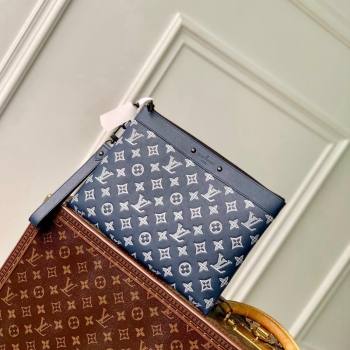 Louis Vuitton Pochette To-Go Pouch in Monogram Shadow Calfskin M83382 Ink Blue/White 2024 (KI-240520021)