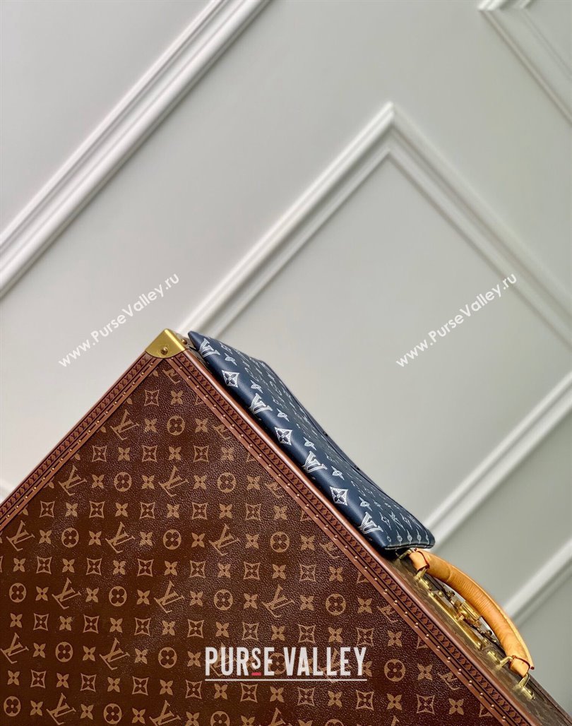 Louis Vuitton Pochette To-Go Pouch in Monogram Shadow Calfskin M83382 Ink Blue/White 2024 (KI-240520021)