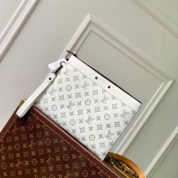 Louis Vuitton Pochette To-Go Pouch in Monogram Shadow Calfskin M83382 White/Navy Blue 2024 (KI-240520022)