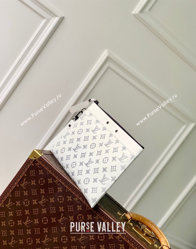 Louis Vuitton Pochette To-Go Pouch in Monogram Shadow Calfskin M83382 White/Navy Blue 2024 (KI-240520022)