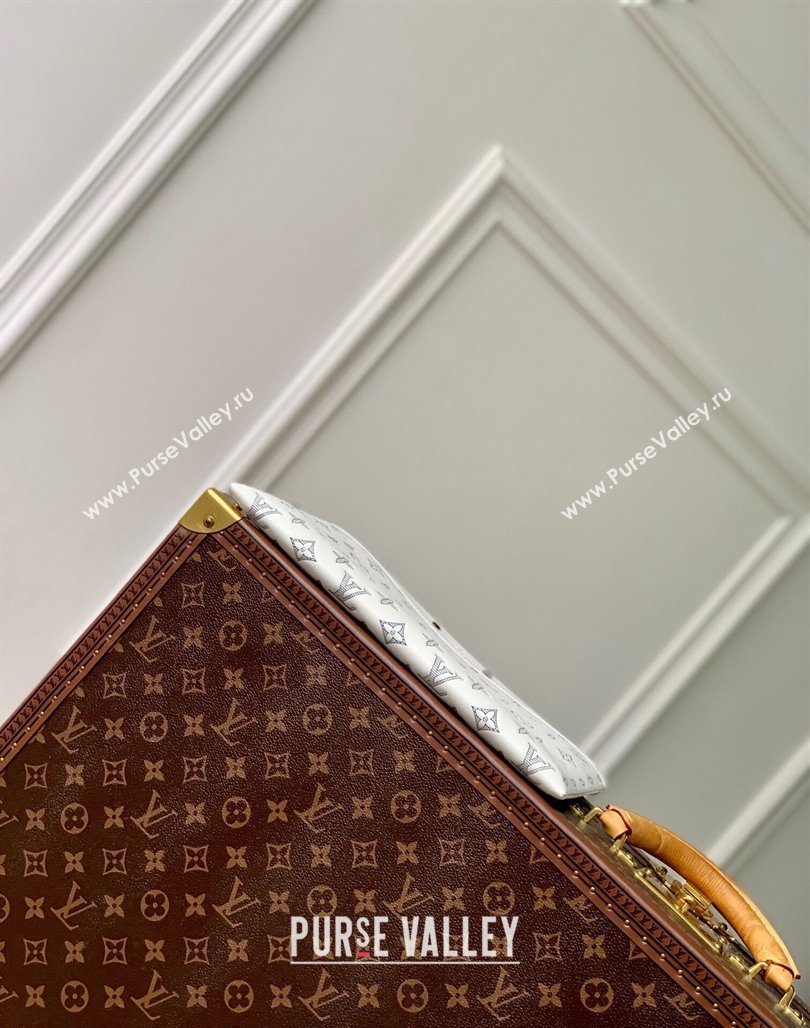 Louis Vuitton Pochette To-Go Pouch in Monogram Shadow Calfskin M83382 White/Navy Blue 2024 (KI-240520022)