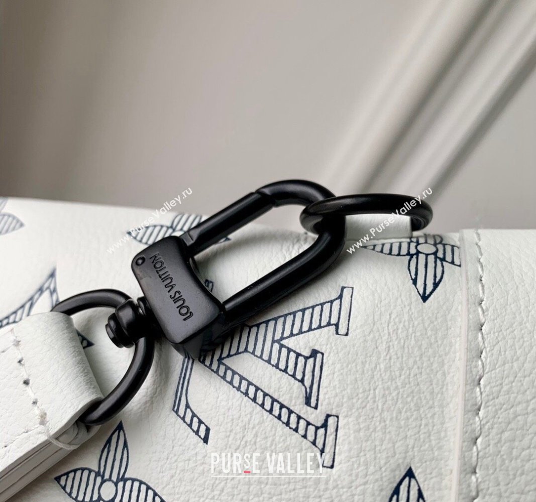 Louis Vuitton Pochette To-Go Pouch in Monogram Shadow Calfskin M83382 White/Navy Blue 2024 (KI-240520022)