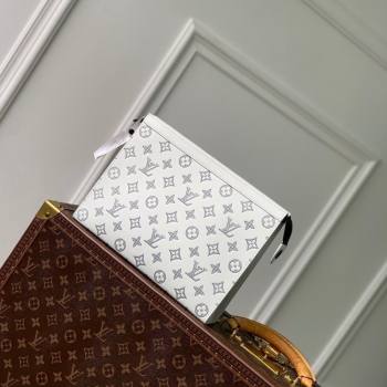 Louis Vuitton Pochette Voyage MM Pouch in Monogram Shadow Calfskin M61692 White/Navy Blue 2024 (KI-240520024)