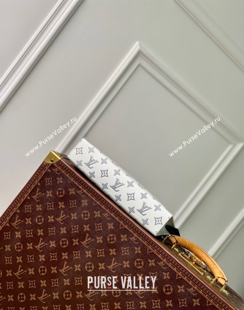 Louis Vuitton Pochette Voyage MM Pouch in Monogram Shadow Calfskin M61692 White/Navy Blue 2024 (KI-240520024)