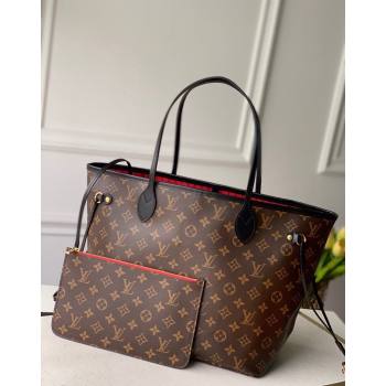 Louis Vuitton Classic Neverfull MM Tote Bag M48228 Monogram Canvas/Red/Black 2024 (KI-240520103)