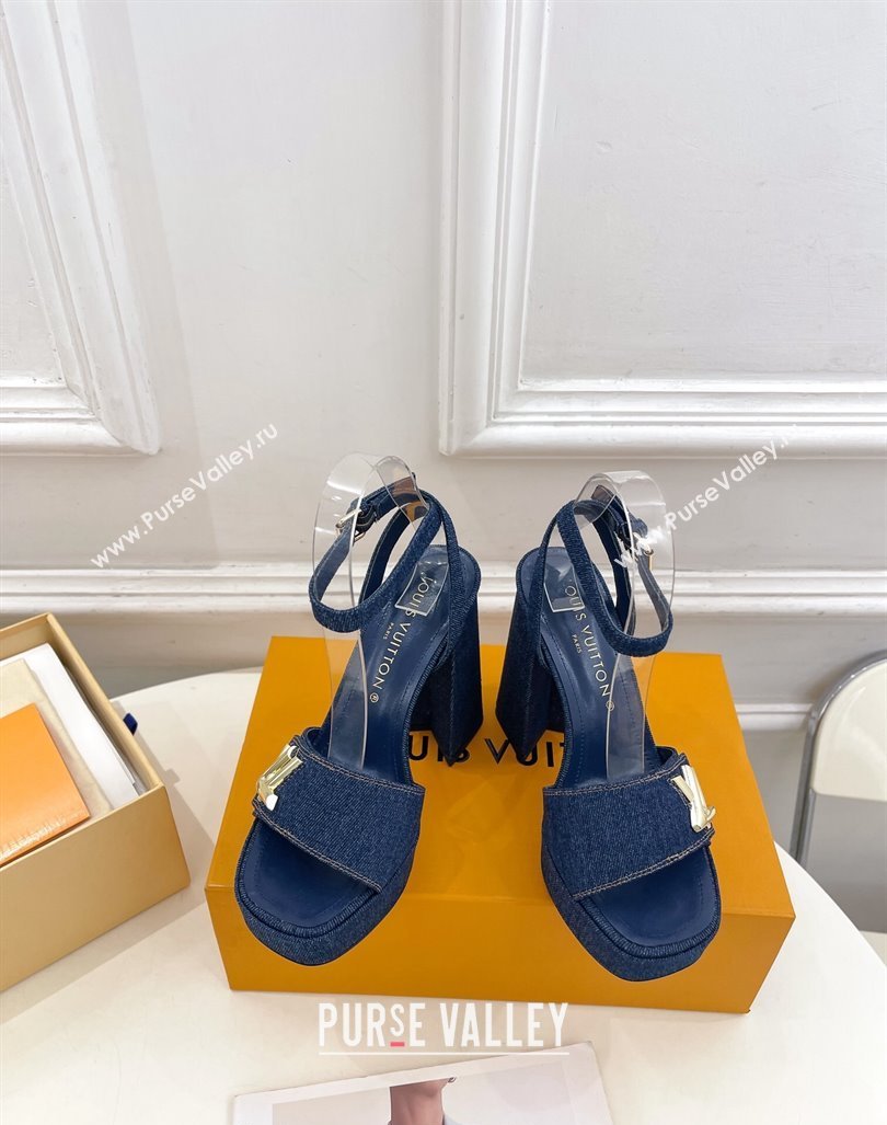 Louis Vuitton Shake Platform Sandals 12cm in Blue Denim 2024 0606 (MD-240606107)