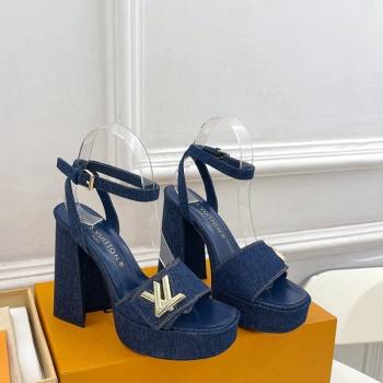 Louis Vuitton Shake Platform Sandals 12cm in Blue Denim 2024 0606 (MD-240606107)