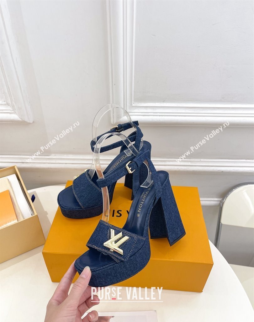 Louis Vuitton Shake Platform Sandals 12cm in Blue Denim 2024 0606 (MD-240606107)