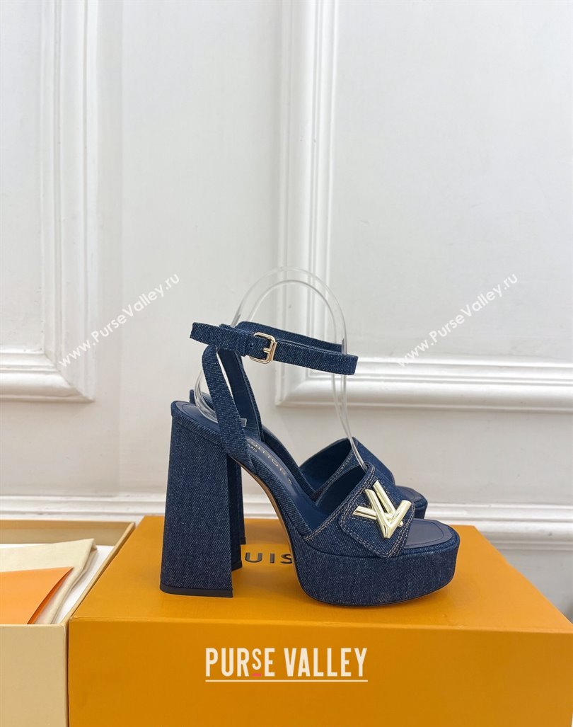 Louis Vuitton Shake Platform Sandals 12cm in Blue Denim 2024 0606 (MD-240606107)