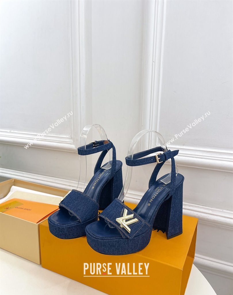 Louis Vuitton Shake Platform Sandals 12cm in Blue Denim 2024 0606 (MD-240606107)