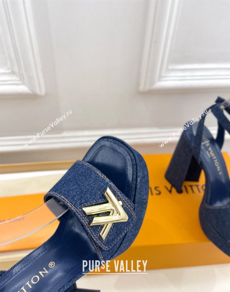 Louis Vuitton Shake Platform Sandals 12cm in Blue Denim 2024 0606 (MD-240606107)