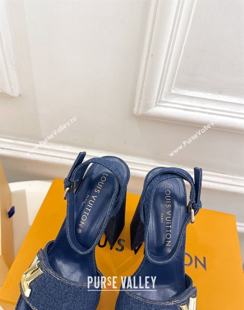 Louis Vuitton Shake Platform Sandals 12cm in Blue Denim 2024 0606 (MD-240606107)