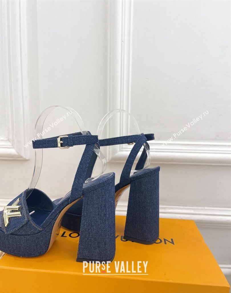 Louis Vuitton Shake Platform Sandals 12cm in Blue Denim 2024 0606 (MD-240606107)