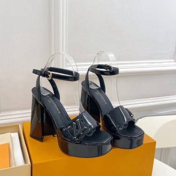 Louis Vuitton Shake Platform Sandals 12cm in Patent Leather Black 2024 0606 (MD-240606110)