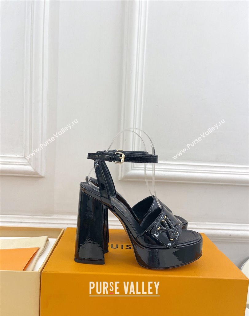 Louis Vuitton Shake Platform Sandals 12cm in Patent Leather Black 2024 0606 (MD-240606110)