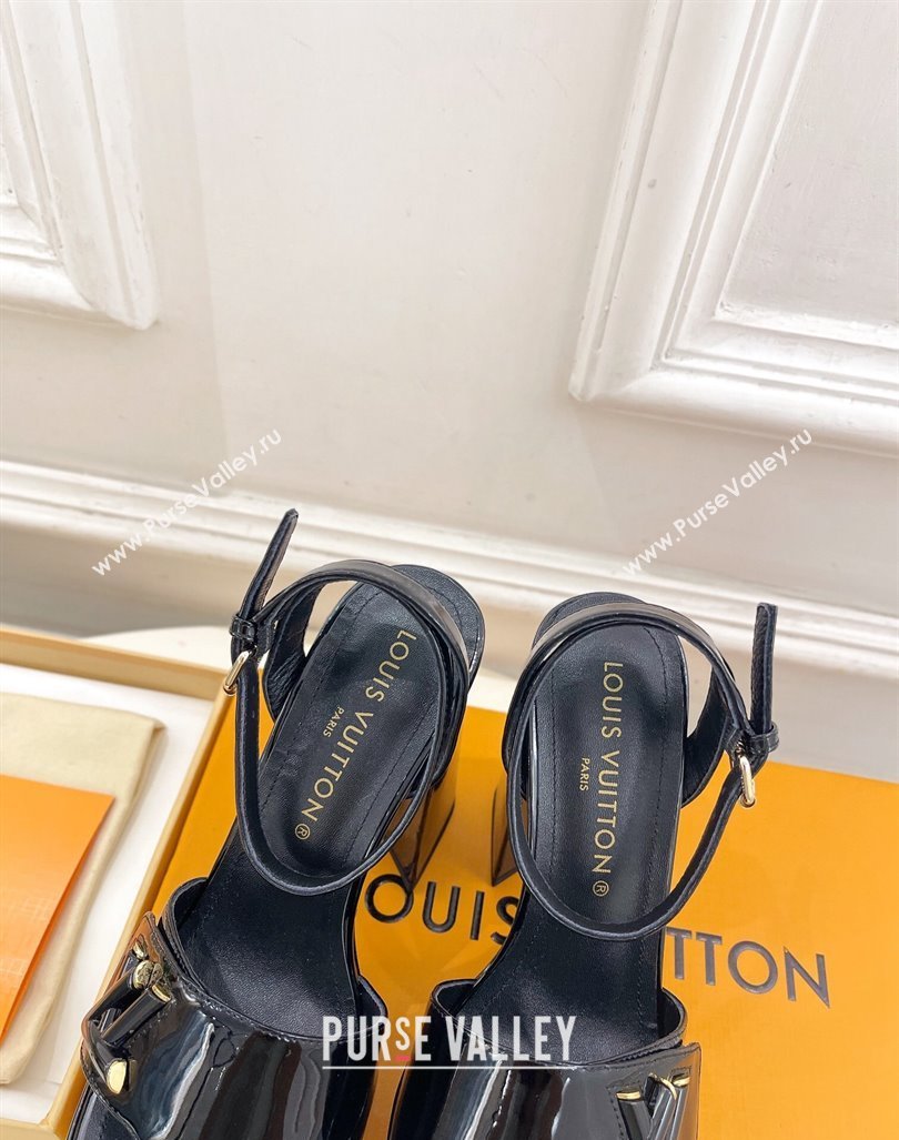 Louis Vuitton Shake Platform Sandals 12cm in Patent Leather Black 2024 0606 (MD-240606110)