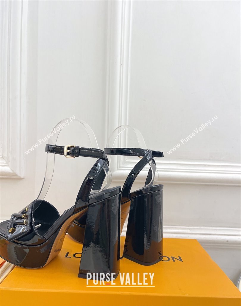 Louis Vuitton Shake Platform Sandals 12cm in Patent Leather Black 2024 0606 (MD-240606110)