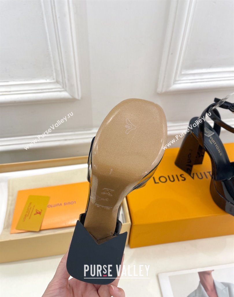 Louis Vuitton Shake Platform Sandals 12cm in Patent Leather Black 2024 0606 (MD-240606110)