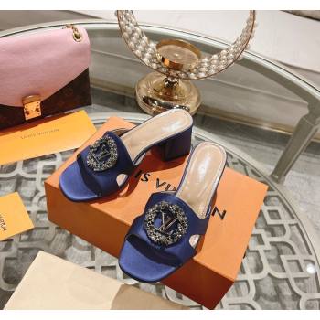Louis Vuitton LV Met Satin Heel Slide Sandals 5.5cm with Strass Purple2 2024 0606 (MD-240606097)