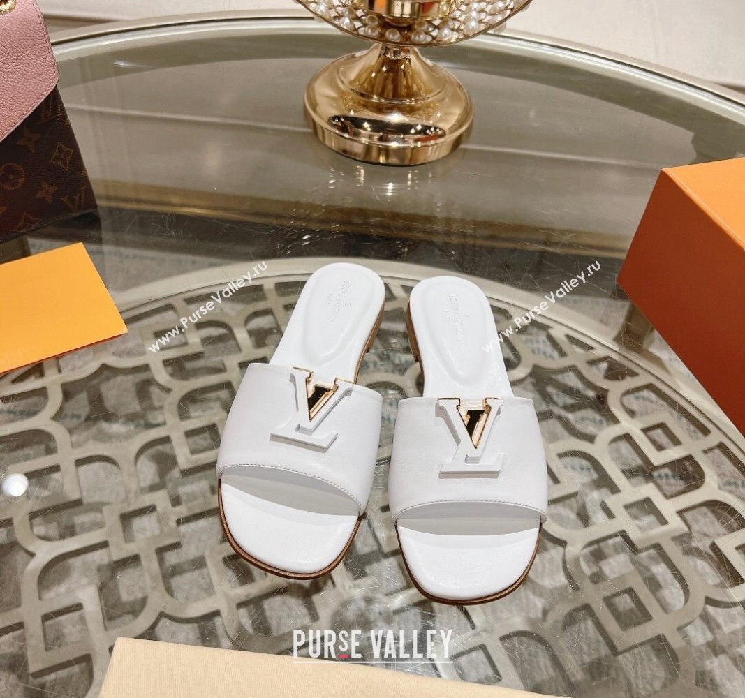 Louis Vuitton LV Capri Flat Slide Sandals in Calf Leather White 2024 0606 (MD-240606119)