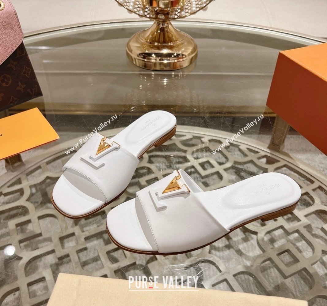 Louis Vuitton LV Capri Flat Slide Sandals in Calf Leather White 2024 0606 (MD-240606119)