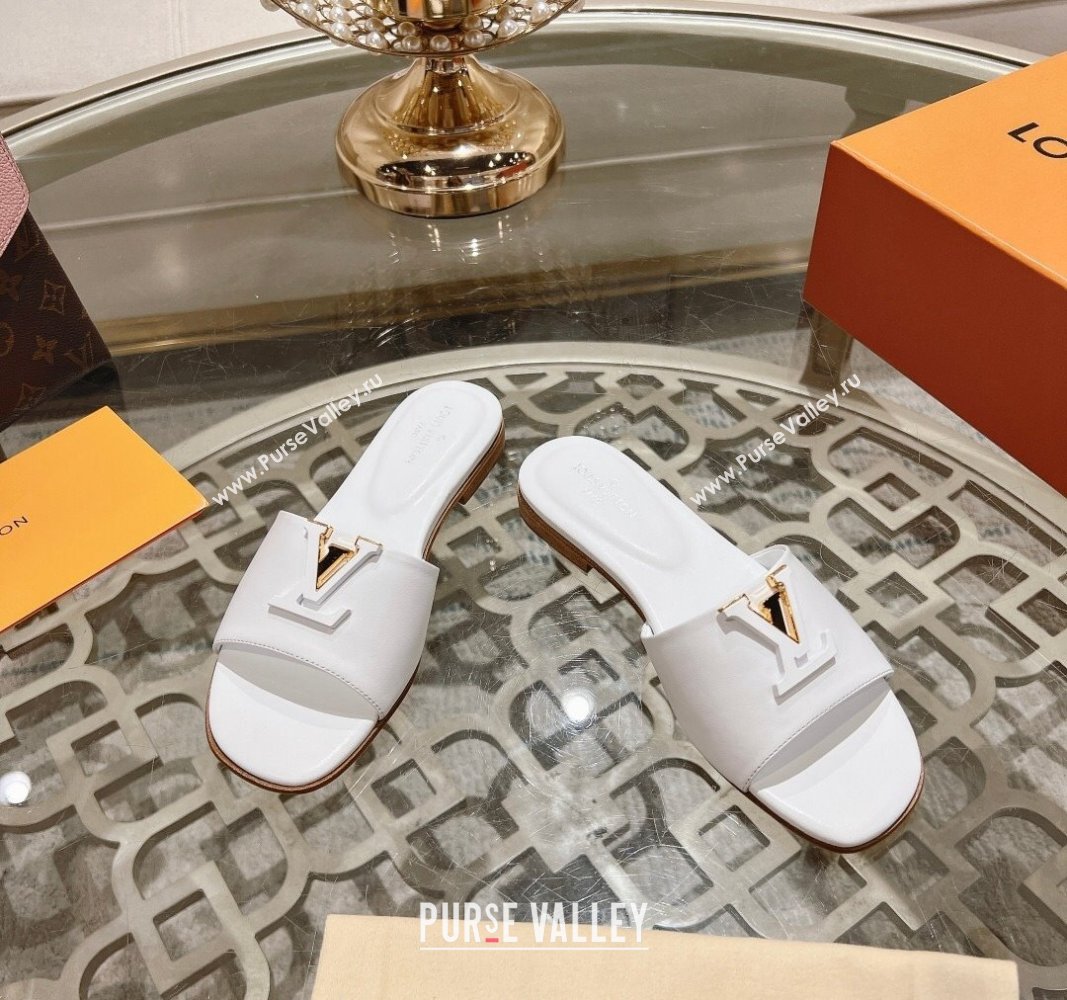 Louis Vuitton LV Capri Flat Slide Sandals in Calf Leather White 2024 0606 (MD-240606119)