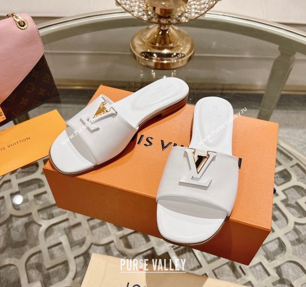 Louis Vuitton LV Capri Flat Slide Sandals in Calf Leather White 2024 0606 (MD-240606119)